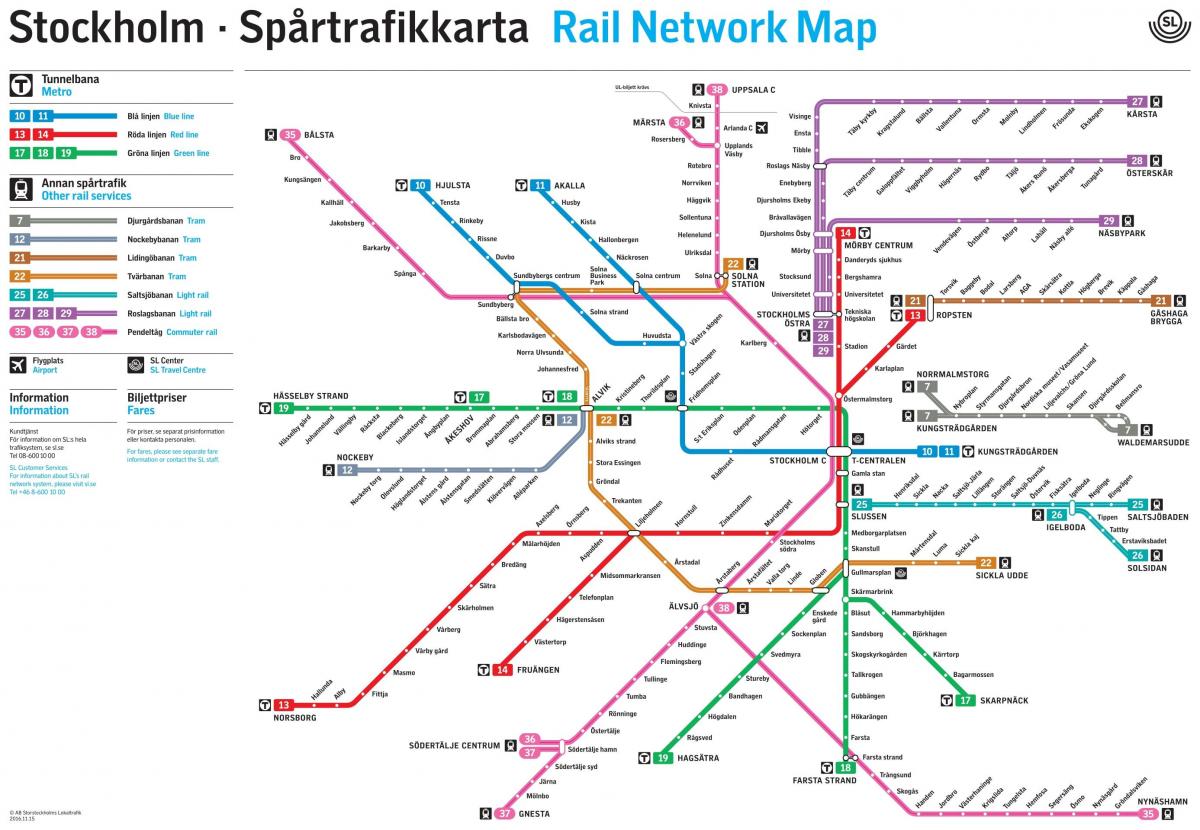 Стокгольм залізничної мережі на карті