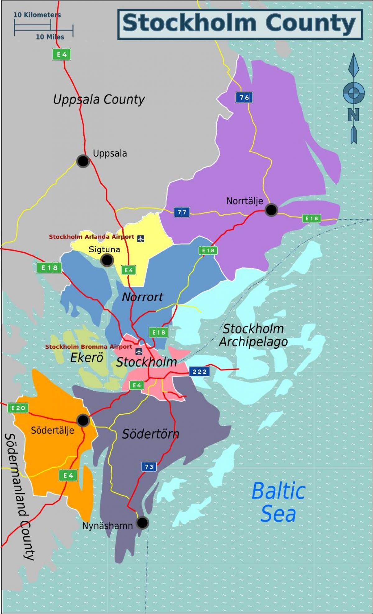 карта Стокгольма Швеція районі