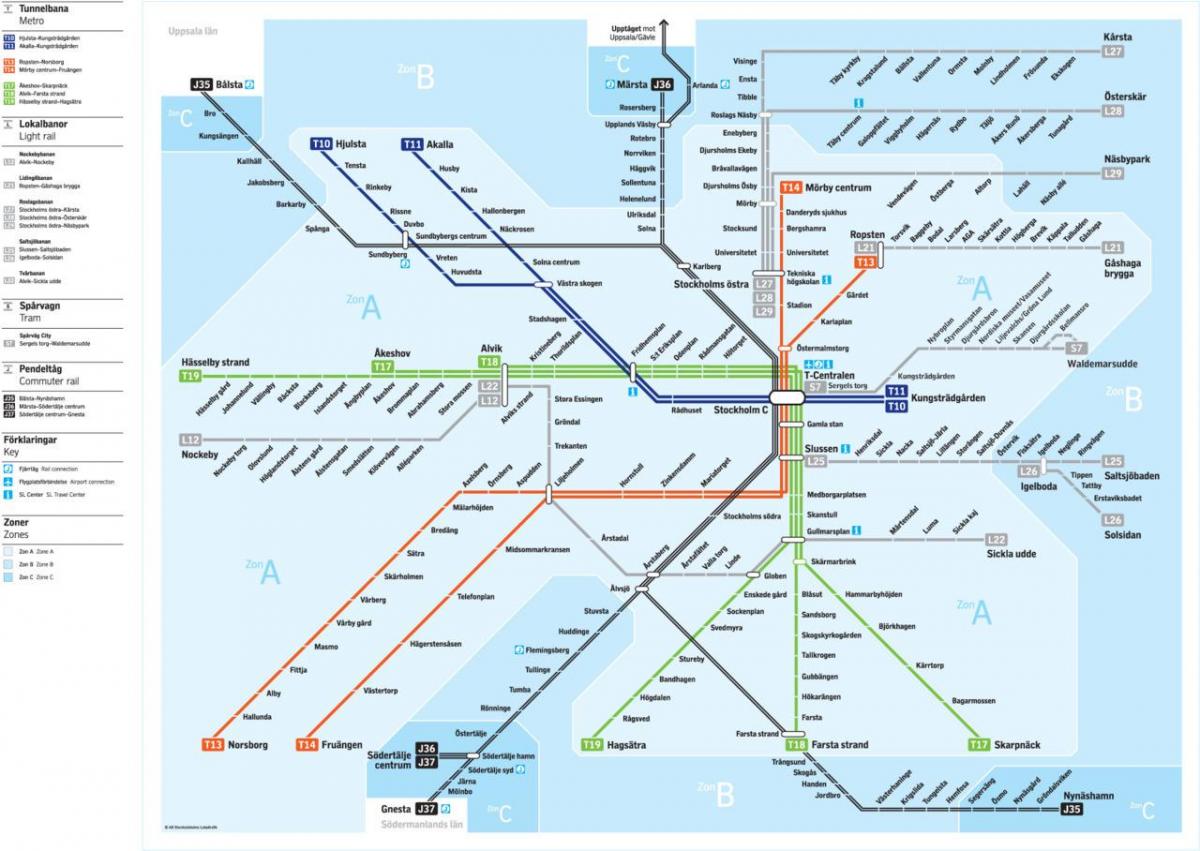 карта Стокгольма транзитом