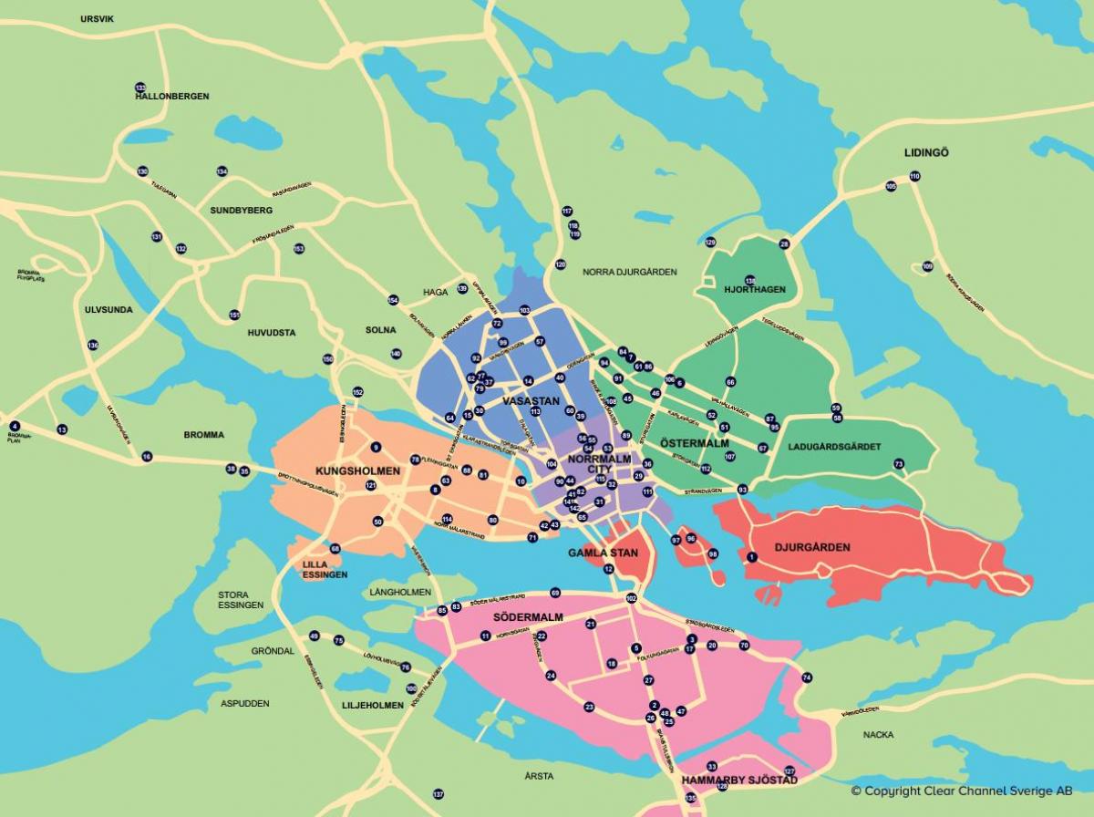 карта міста велосипеда карті Стокгольма