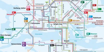 Стокгольм автобусні лінії на карті