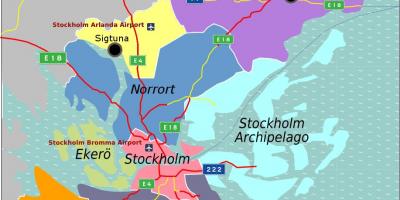 Карта Стокгольма Швеція районі